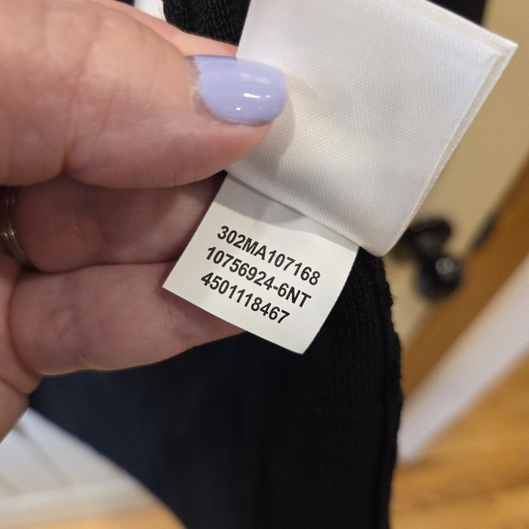 Anne KleinTipped Patch-Pocket Cardigan Women's Medium Black Open Front - Picture 10 of 15